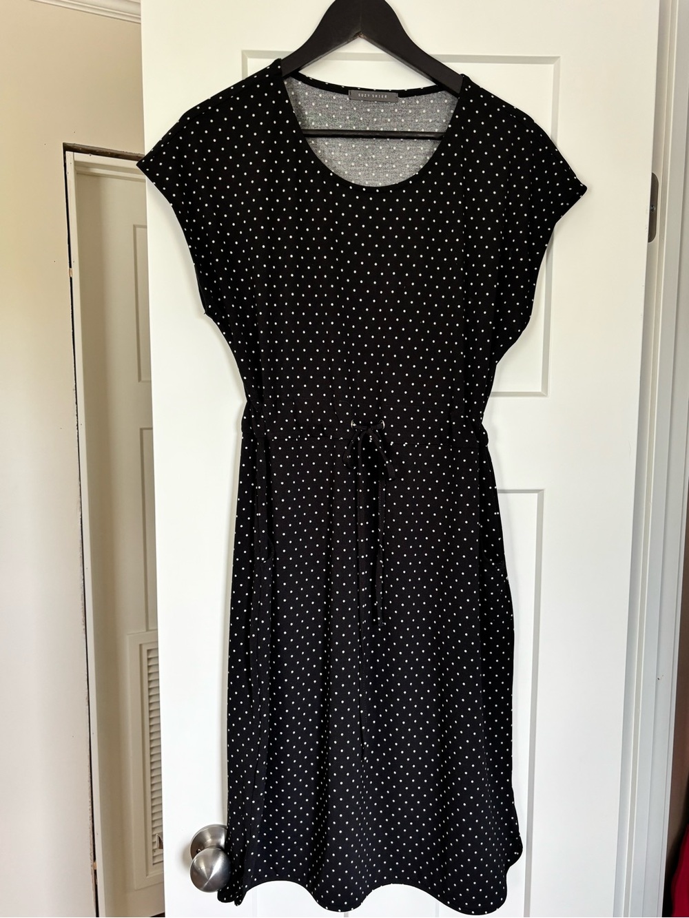 Suzy Shier Black Dress with White Polka Dots